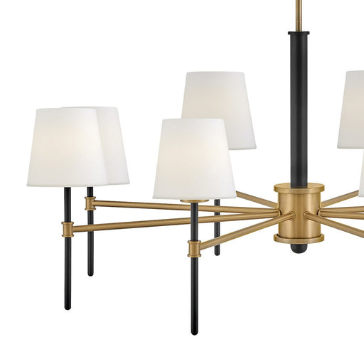 Hinkley Lighting Saunders 8 Light Chandelier, Black/Etched Opal