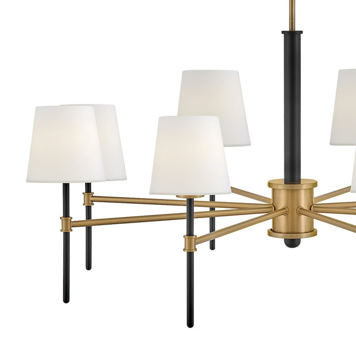 Hinkley Lighting Saunders 8 Light Chandelier, Black/Etched Opal