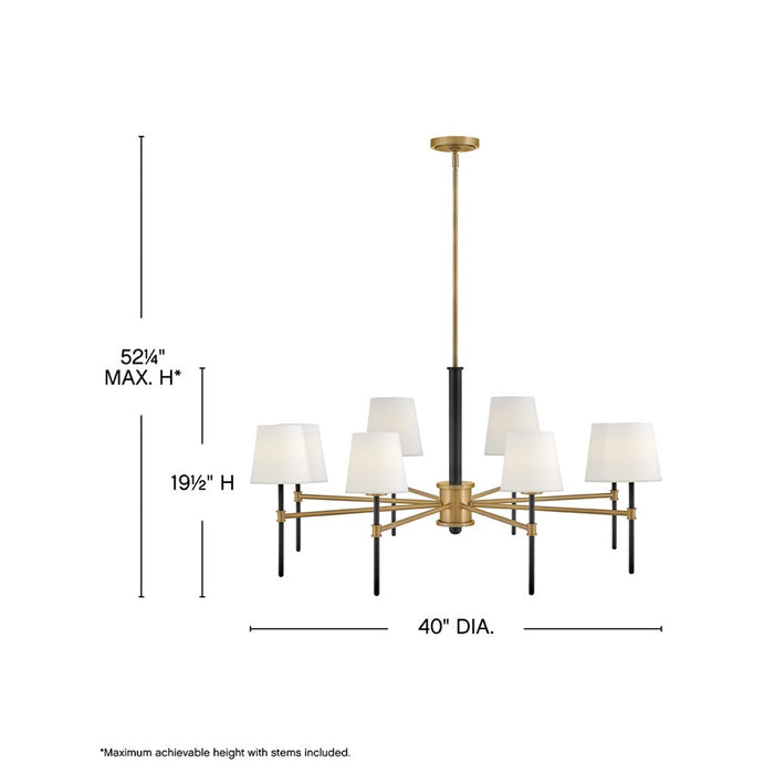 Hinkley Lighting Saunders 8 Light Chandelier, Black/Etched Opal