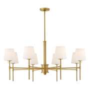 Hinkley Saunders 40in 8-Light Chandelier | Transitional Lacquered Brass Steel and Etched Opal Glass | Dining Room & Living Room | 40 x 40 | Model 46956LCB