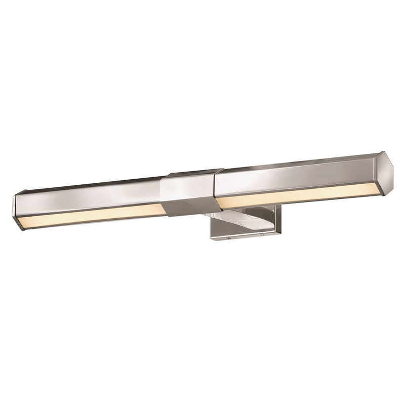 Hinkley Facet 24in 1-Light Wall Sconce | Modern Polished Nickel Steel and Etched Painted White Glass | Bathroom Vanity Light | 7 x 24 x 2 | Model 46983PN