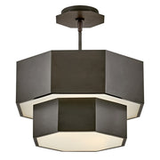 Hinkley Lighting Facet 5Lt Convertible Flush Mount, Black Oxide/Etched - 46991BX