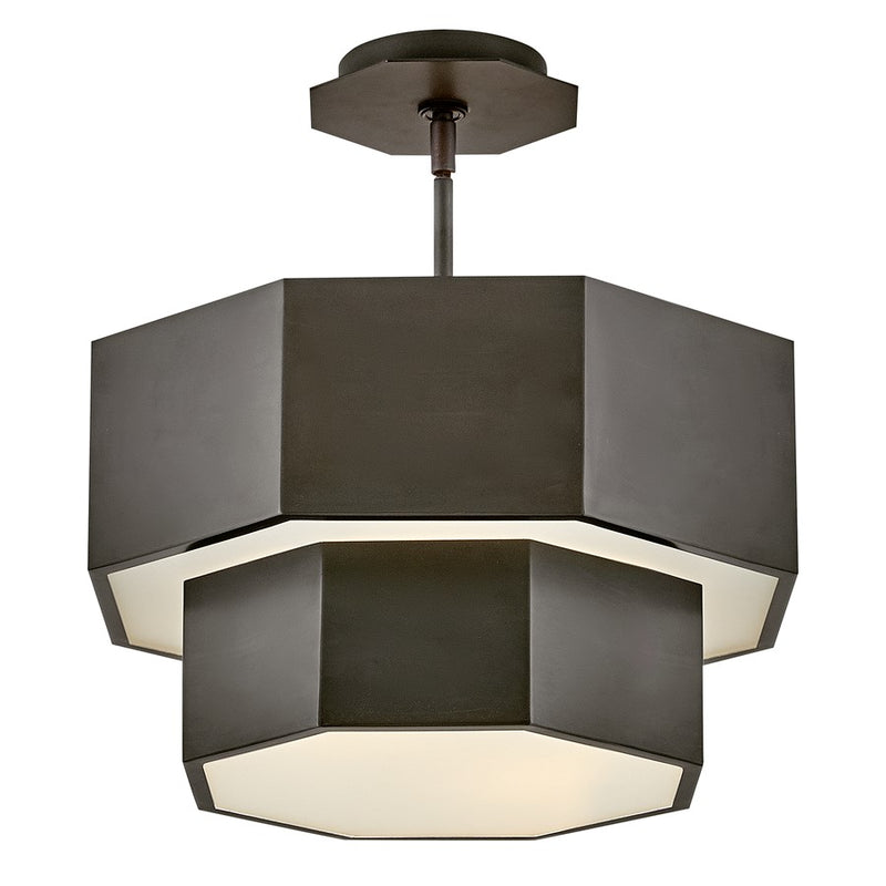 Hinkley Lighting Facet 5Lt Convertible Flush Mount, Black Oxide/Etched - 46991BX