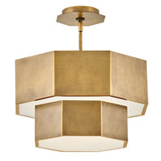 Hinkley Lighting Facet 5Lt Convertible Flush Mount, Brass/Etched - 46991HB