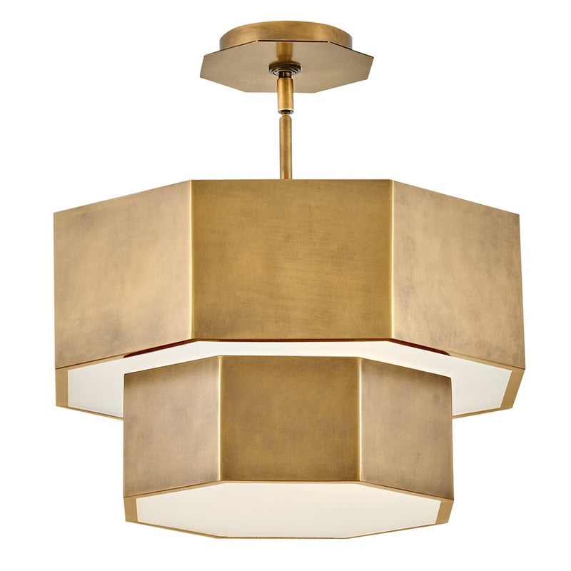 Hinkley Facet 16.5in 5-Light Flush Mount | Transitional Heritage Brass Steel and Etched Glass | Living Room & Bedroom Ceiling Light | 16.5 | Model 46991HB