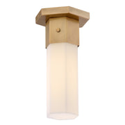 Hinkley Facet 9.5in 1-Light Flush Mount | Modern Heritage Brass Steel and Etched Opal Glass | Entryway & Hallway | 5 x 5 x 9 in | Model 46992HB