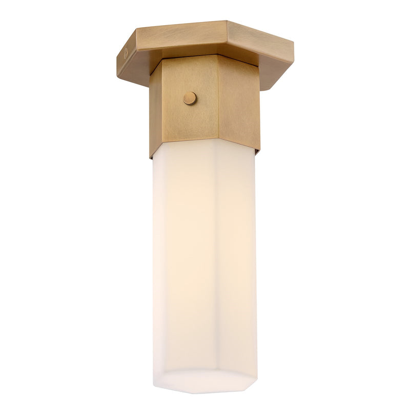 Hinkley Facet 1 Light 9.5" Flush Mount, Heritage Brass/White - 46992HB