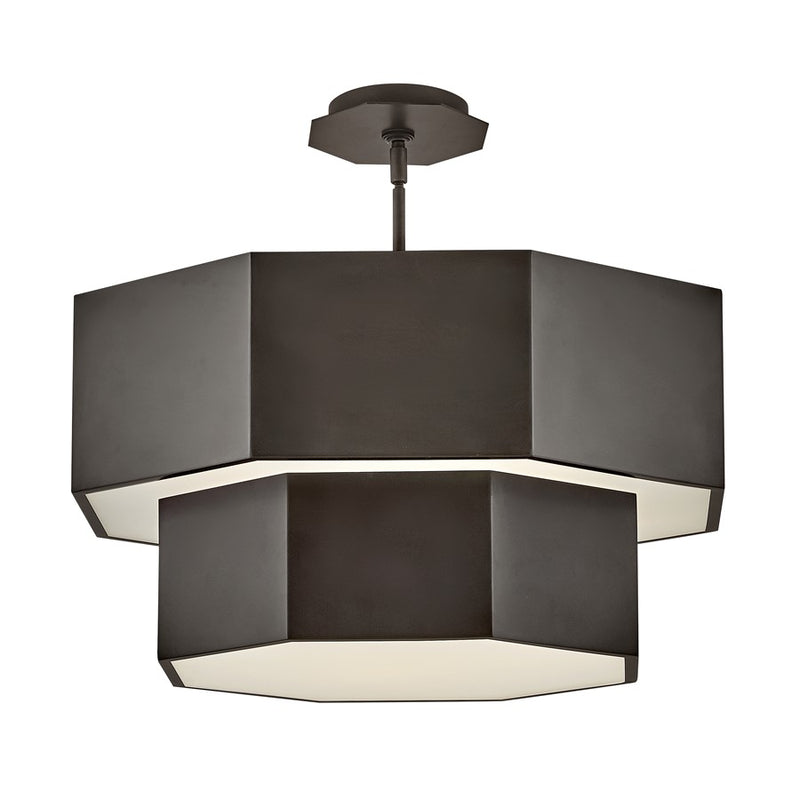 Hinkley Facet 22in 7-Light Chandelier | Transitional Black Oxide Steel and Etched Glass | Dining Room & Living Room | 22 x 22 x 13 in | Model 46994BX