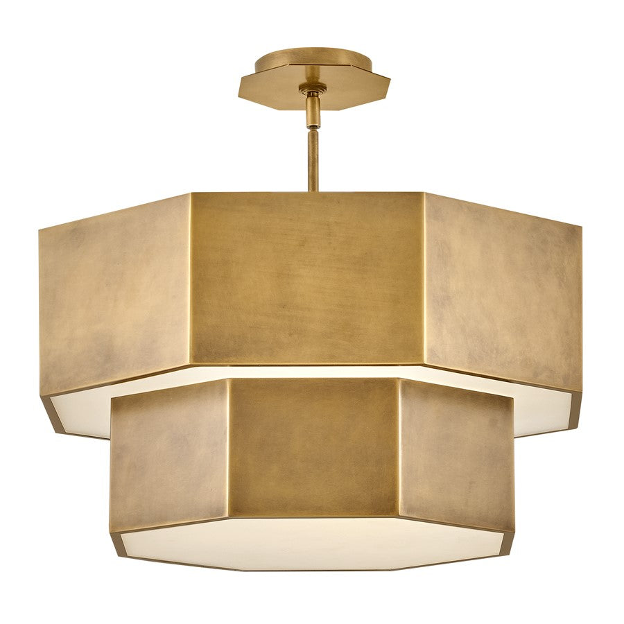 Hinkley Lighting Facet 7Lt Chandelier, Ceiling, Heritage Brass/Etched - 46994HB