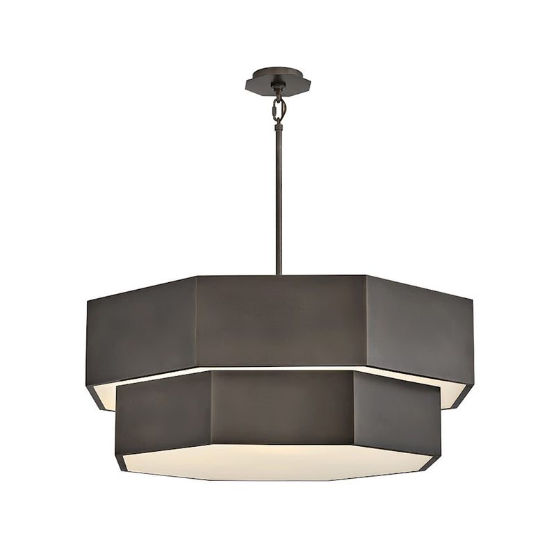 Hinkley Facet 38in 12-Light Chandelier | Modern Black Oxide Steel and Etched Glass | Living Room & Dining Room | 38 x 38 x 14 in | Model 46995BX