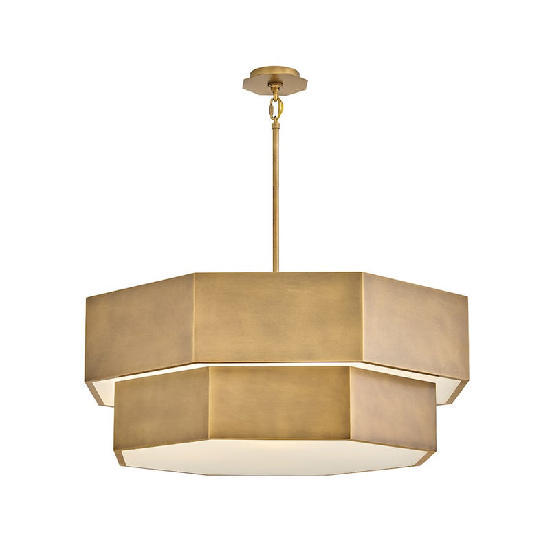 Hinkley Lighting Facet 12Lt 38" Convertible Chandelier, Heritage Brass