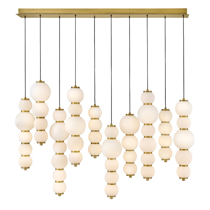 Hinkley Trigo 52in 12-Light Chandelier | Modern Lacquered Brass and Etched Opal Glass | Dining Room & Living Room | 8.75 x 52 x 27.5 in | Model 47396LCB