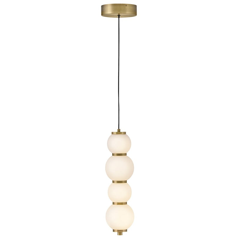 Hinkley Trigo 6in 1-Light Pendant | Modern Lacquered Brass Steel and Etched Opal Glass | Kitchen Island & Dining Room | 6 x 6 x 24.75 in | Model 47397LCB