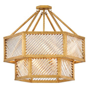 Hinkley Lighting Sura 5 Light Chandelier, Distressed Brass/Clear - 47464DA