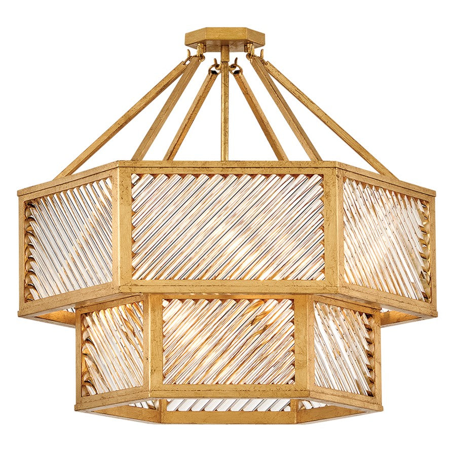 Hinkley Lighting Sura 5 Light Chandelier, Distressed Brass/Clear - 47464DA