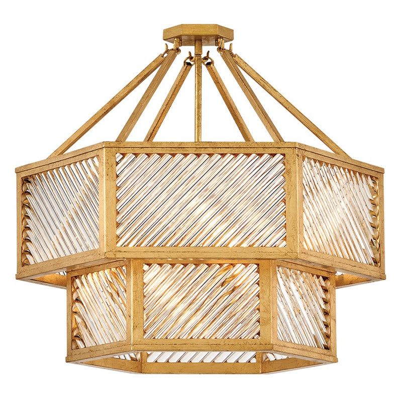 Hinkley Sura 26in 5-Light Chandelier | Transitional Distressed Brass Steel and Clear Glass | Dining Room & Living Room | 26 x 26 x 24 in | Model 47464DA