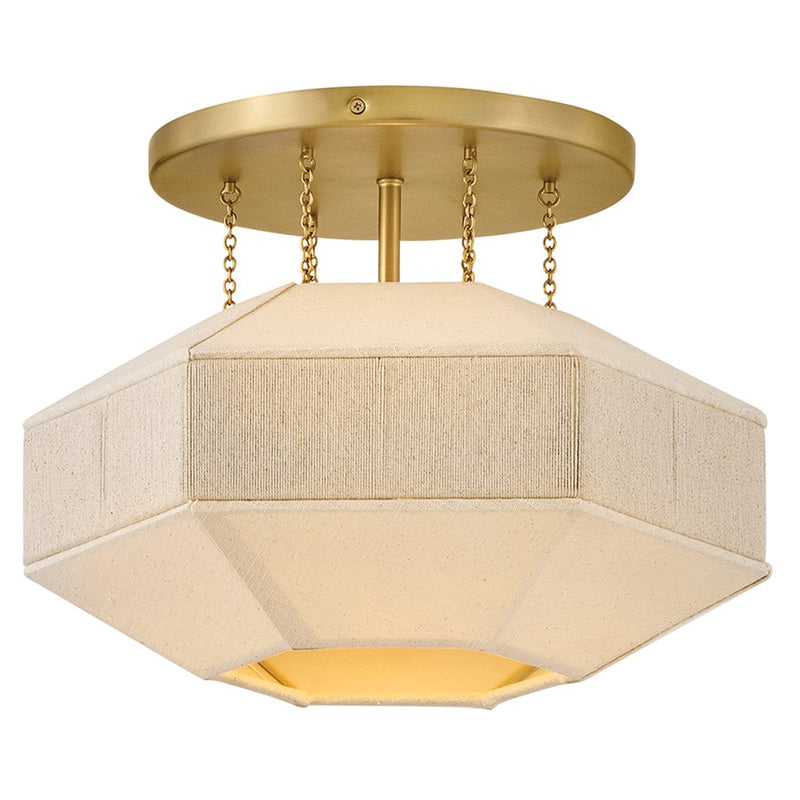 Hinkley Lighting Lyla 1 Light Semi-Flush Mount, Lacquered Brass