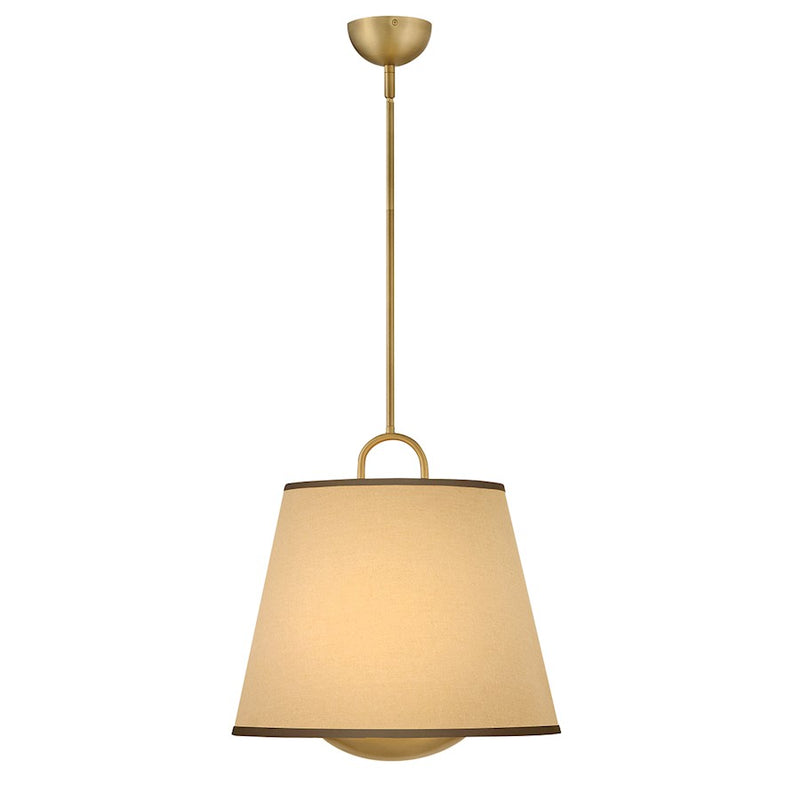 Hinkley Sonia 18in 3-Light Pendant | Transitional Lacquered Brass Steel and Light Beige Fabric | Kitchen Island & Dining Room | 18 x 18 x | Model 47517LCB