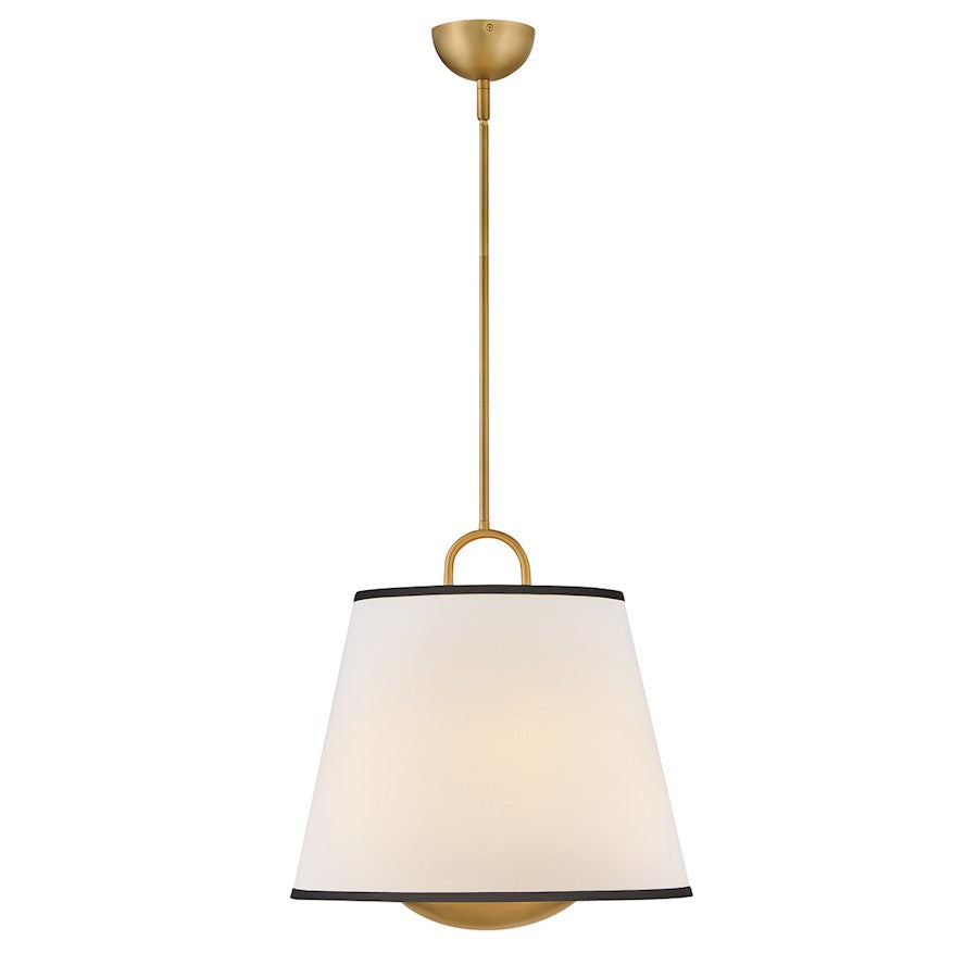 Hinkley Lighting Sonia 3Lt 18" Pendant, Brass/Off-White Linen - 47517LCB-OW