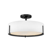 Hinkley Lighting Halle 4Lt 20" Semi-Flush, Black/Off-White Fabric - 47573BK