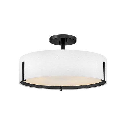 Hinkley Lighting Halle 4Lt 20" Semi-Flush, Black/Off-White Fabric - 47573BK