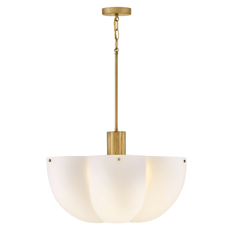Hinkley Becca 24in 6-Light Chandelier | Traditional Heritage Brass Steel and Etched Opal Glass | Dining Room & Living Room | 24 x 24 x 14 | Model 47585HB