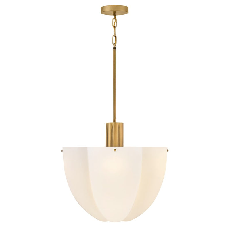 Hinkley Becca 18in 8-Light Pendant | Traditional Heritage Brass Steel and Etched Opal Glass | Dining Room & Kitchen Island | 18 x 18 x 17 | Model 47587HB