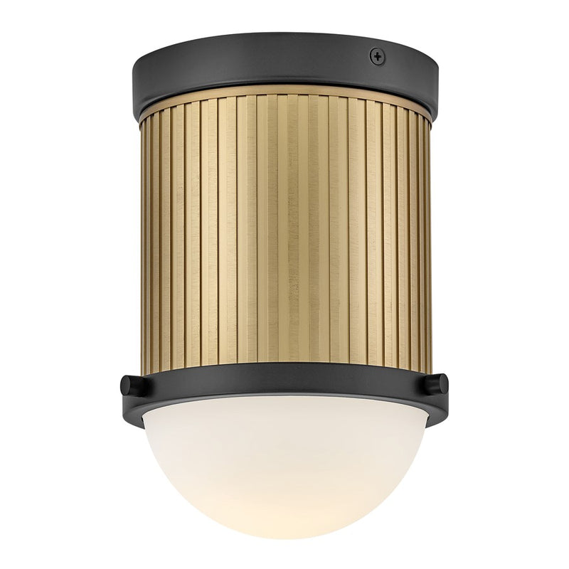 Hinkley Kieran 8.75in 1-Light Flush Mount | Transitional Black Steel and Etched White Glass | Bedroom & Hallway Ceiling Light | 6.75 x | Model 47591BK-LCB