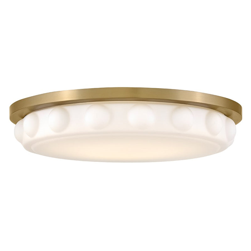 Hinkley Zoey 20in 1-Light LED Flush Mount | Modern Lacquered Brass Steel and Etched Opal Glass | Bedroom & Hallway Ceiling Light | 20 x | Model 47603LCB