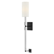 Hinkley Lighting Anika 1 Light Large Sconce, Black/White Linen - 47610BK