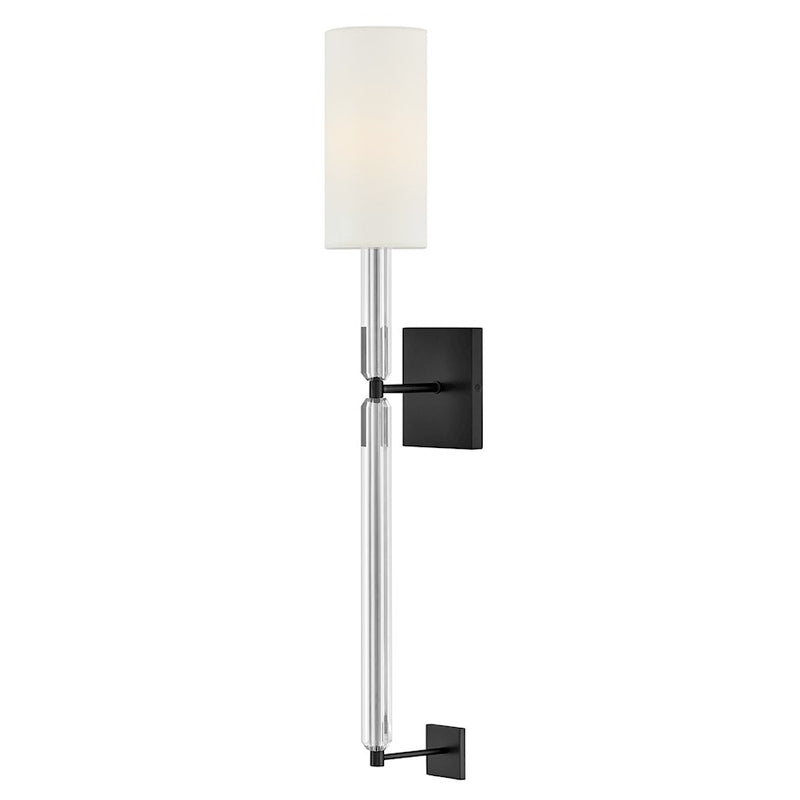 Hinkley Lighting Anika 1 Light Large Sconce, Black/White Linen - 47610BK