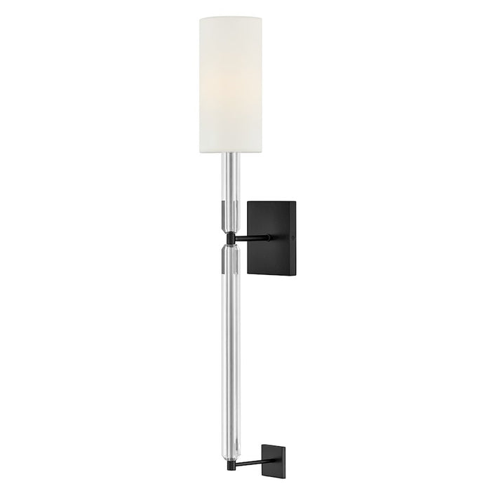 Hinkley Lighting Anika 1 Light Large Sconce, Black/White Linen - 47610BK