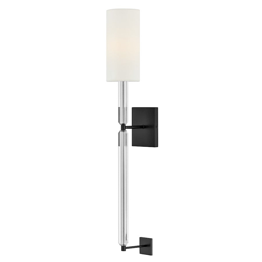 Hinkley Lighting Anika 1 Light Large Sconce, Black/White Linen - 47610BK