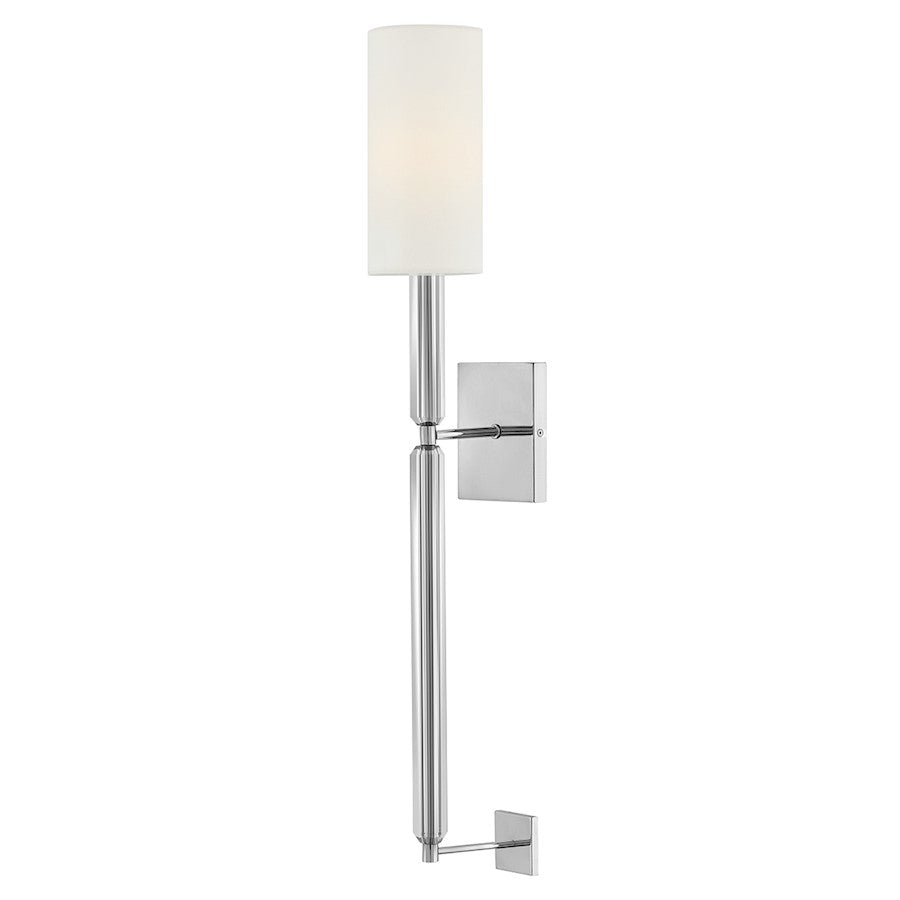 Hinkley Lighting Anika 1 Light Large Sconce, Chrome/White Linen - 47610CM