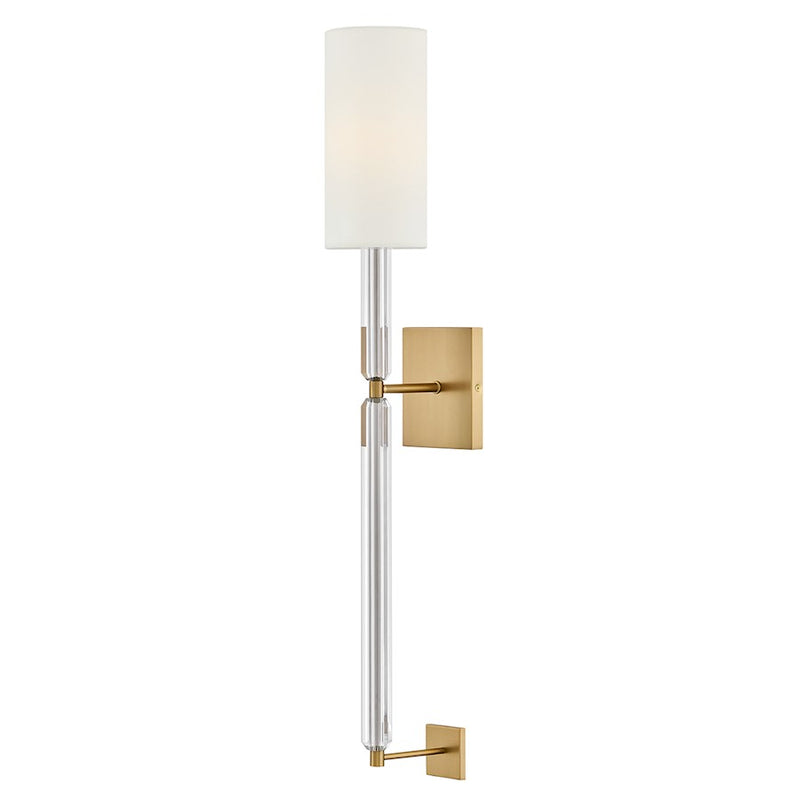 Hinkley Lighting Anika 1Lt 7" Sconce, Lacquered Brass/White Linen