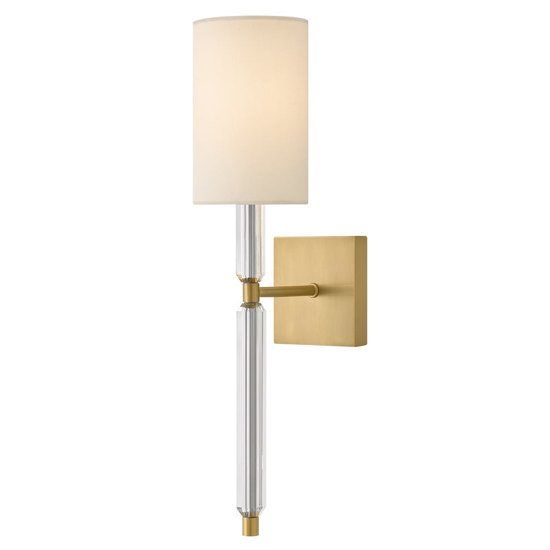 Hinkley Anika 1-Light 21.5in Wall Sconce | Transitional Lacquered Brass Steel and White Linen Shade | Bedroom & Hallway Accent Light | 7 | Model 47611LCB