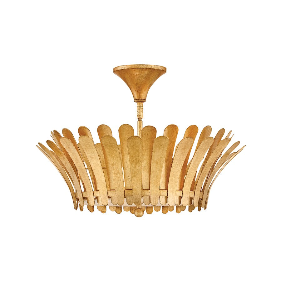 Hinkley Lighting Reina 3Lt 20" Semi-Flush Mount, Distressed Brass - 47693DA