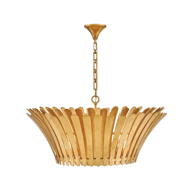 Hinkley Reina 34in 8-Light Chandelier | Traditional Distressed Brass Steel and Etched White Glass | Dining Room & Living Room | 33 x 33 x | Model 47695DA