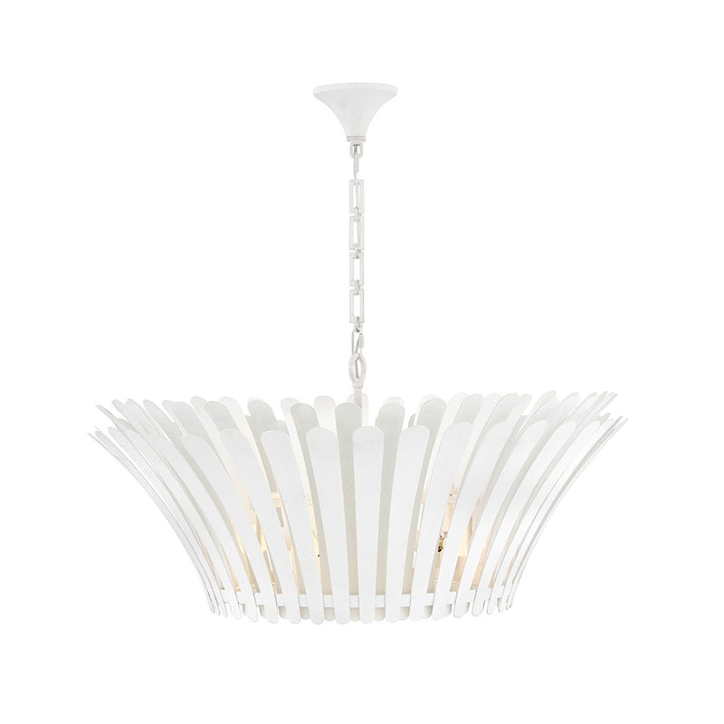 Hinkley Reina 34in 8-Light Chandelier | Traditional Textured Plaster Steel and Etched White Glass | Dining Room & Living Room | 33 x 33 x | Model 47695TXP