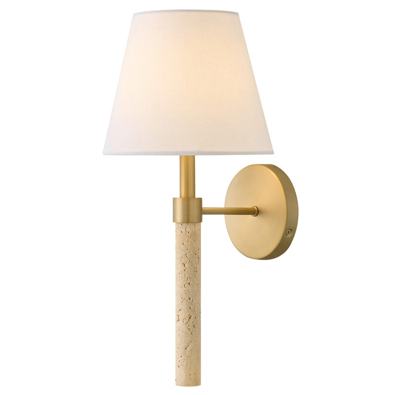 Hinkley Bruna 1-Light 17.5in Wall Sconce | Transitional Lacquered Brass and Off-White Fabric Shade | Bedroom & Hallway Accent Light | 9 x | Model 47720LCB