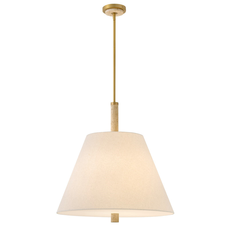 Hinkley Bruna 24in 4-Light Chandelier | Transitional Lacquered Brass and Off-White Fabric Shade | Dining Room & Living Room | 24 x 24 x | Model 47724LCB