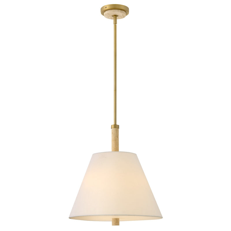 Hinkley Bruna 16in 3-Light Pendant | Transitional Lacquered Brass and Off-White Fabric Shade | Dining Room & Kitchen Island | 16 x 16 x | Model 47727LCB