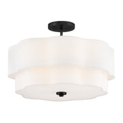Hinkley Lighting Gwen 4 Light Semi-Flush Mount, Black/Etched White - 47733BK