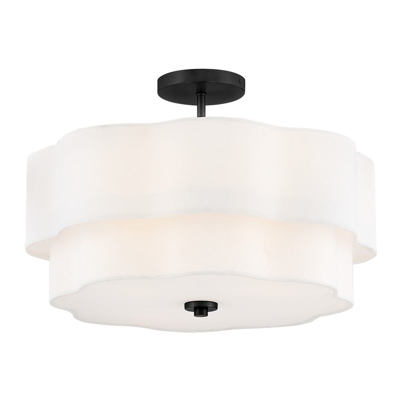 Hinkley Lighting Gwen 4 Light Semi-Flush Mount, Black/Etched White - 47733BK