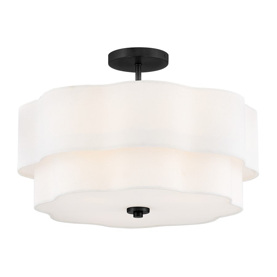 Hinkley Lighting Gwen 4 Light Semi-Flush Mount, Black/Etched White - 47733BK