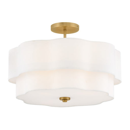 Hinkley Lighting Gwen 4Lt Semi-Flush Mount, Brass/Etched White - 47733LCB