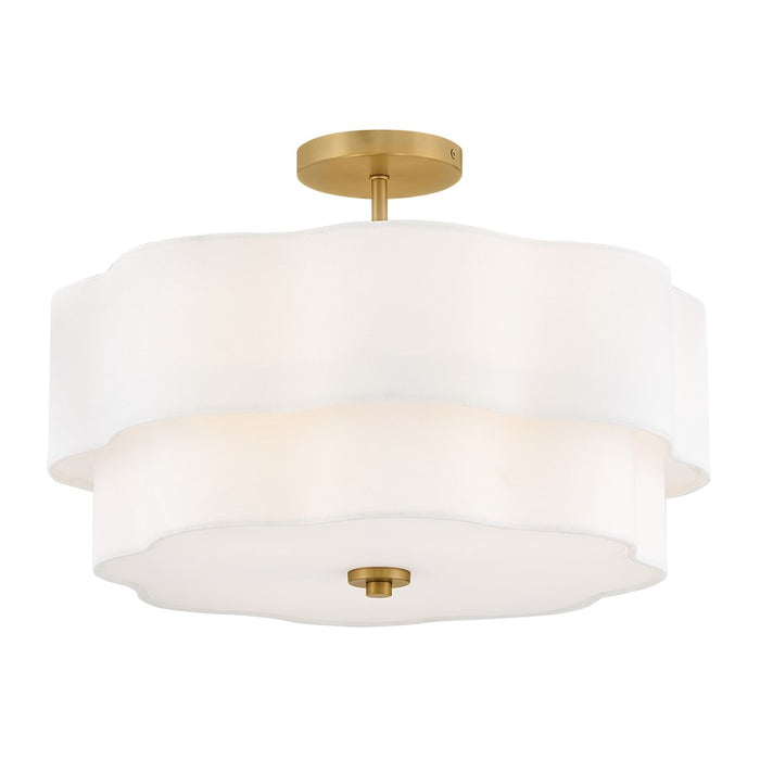 Hinkley Lighting Gwen 4Lt Semi-Flush Mount, Brass/Etched White - 47733LCB