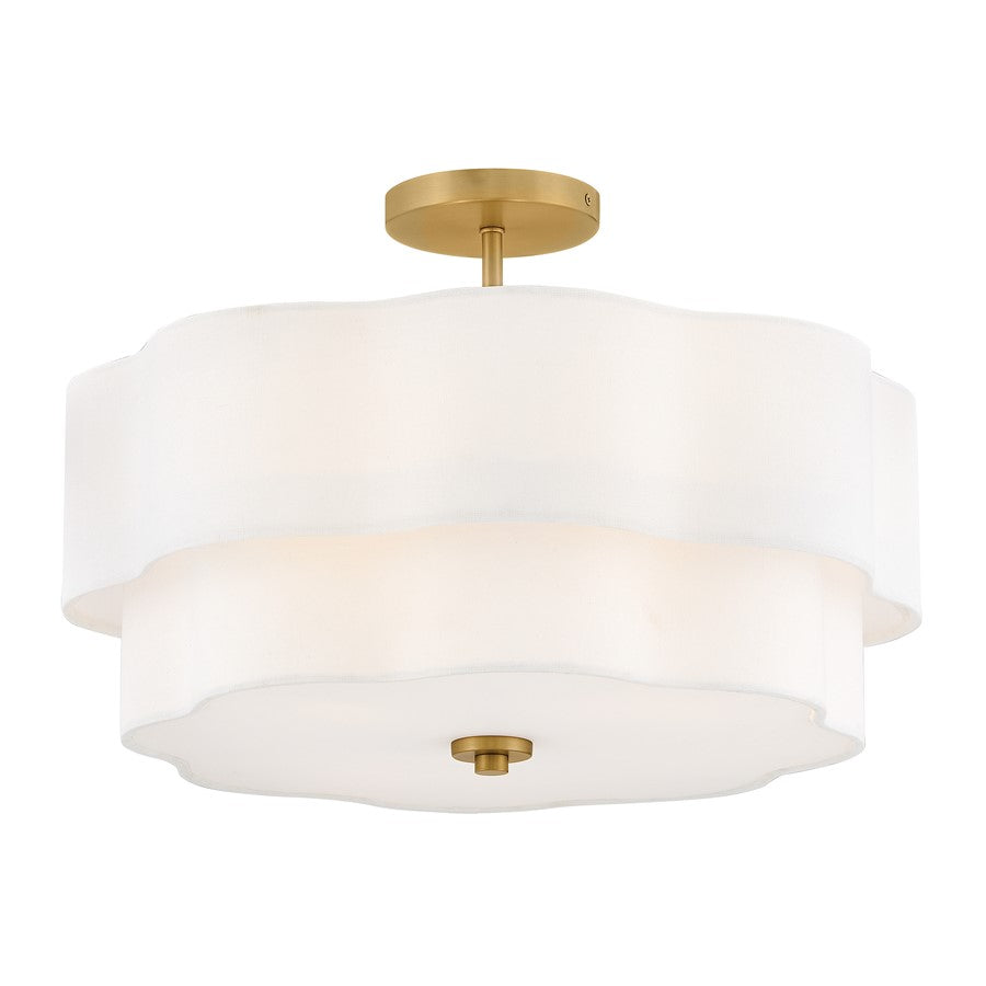 Hinkley Lighting Gwen 4Lt Semi-Flush Mount, Brass/Etched White - 47733LCB