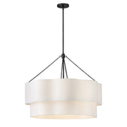 Hinkley Lighting Gwen 8Lt 32" Drum Chandelier, Black/Off-White Linen - 47735BK