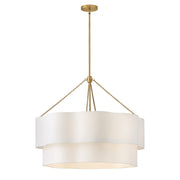 Hinkley Lighting Gwen 8Lt 32" Drum Chandelier, Brass/Off-White Linen - 47735LCB